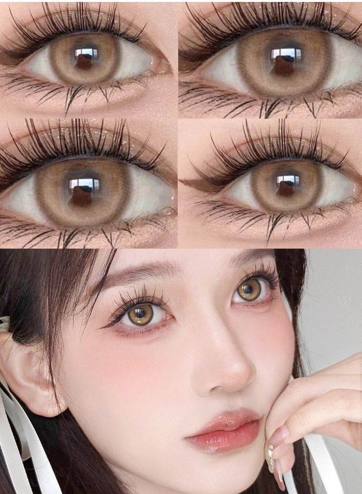 UYAAI Natural Brown Lenses Yearly Colored Contact Lenses, Unisex Cosmetic Contact Lenses, Natural Fashion Lenses, 42% Water - Image 1